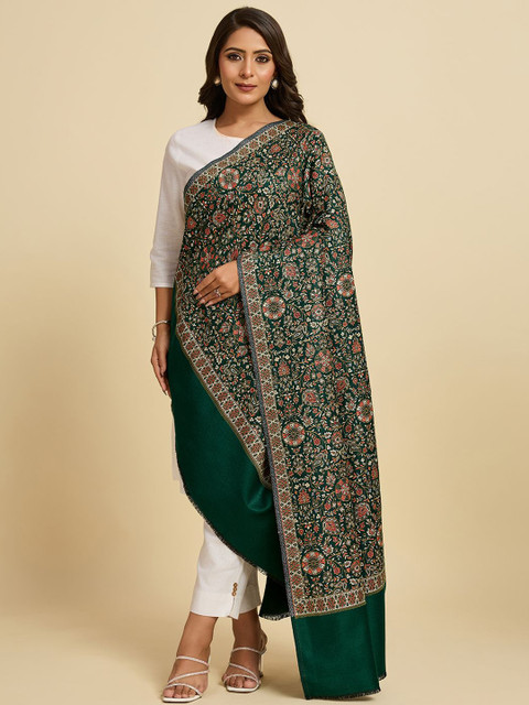 WEAVERS VILLA Women Floral Woven Design Winter Shawl