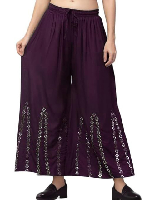 Thrifty Thread Ethnic Motifs Embellished Wide Leg Palazzos