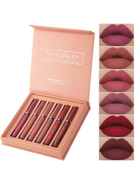 nandiayan Set Of 6 Long Lasting & Smudge Proof Liquid Lipstick - 3.5ml Each