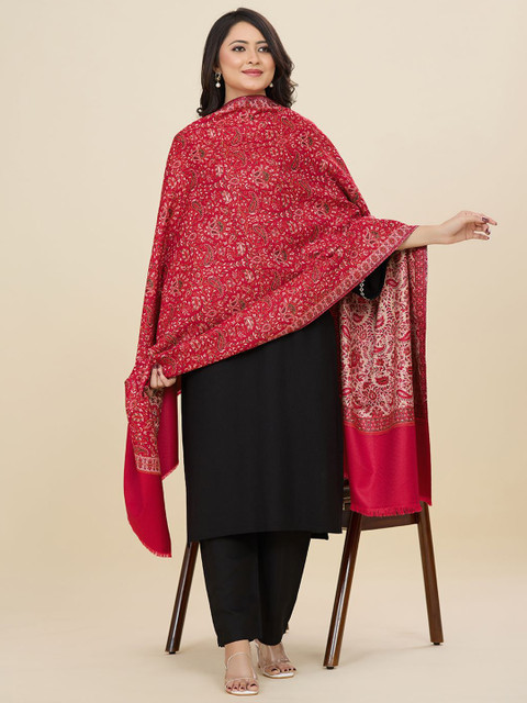 WEAVERS VILLA Women Floral Woven Design Winter Shawl
