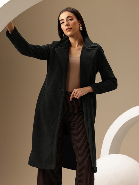 Chemistry Single-Breasted Fleece Longline Overcoat