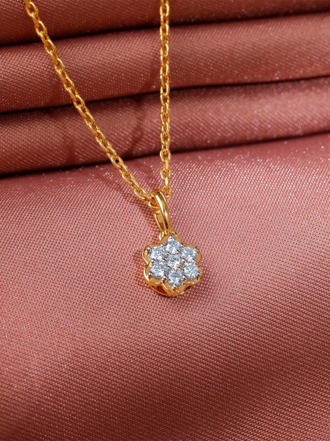 GIVA Women 14Kt Gold Radiant Lab Grown Pendant Diamond