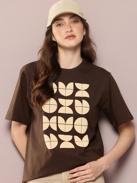 DILLINGER Womens Oversized Short Sleeves Puff Printed T-shirts