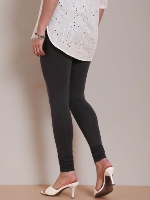 TWIN BIRDS Women Charcoal Grey Solid Churidar-Length Leggings - Image 3