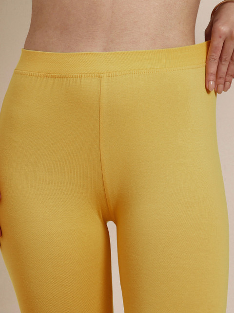 TWIN BIRDS Women Mustard Yellow Solid Churidar-Length Leggings - Image 6