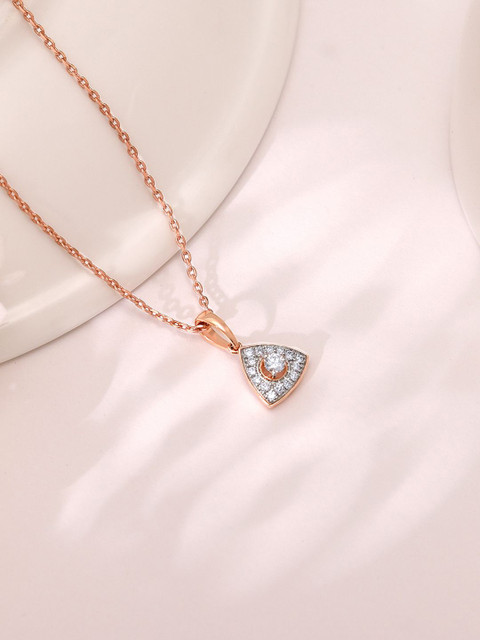 GIVA Women 18K Rose Gold Diamond Pendant