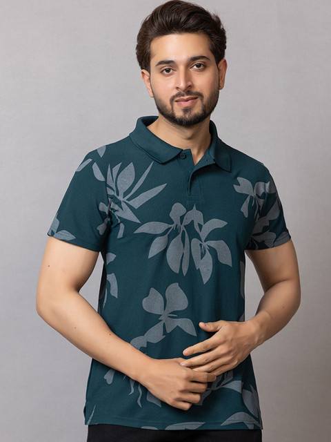 TRIUS Men Floral Printed Polo Collar T-shirt