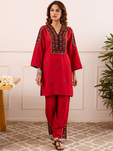 Nehamta Embroidered V Neck Tunic & Salwar