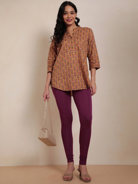 TWIN BIRDS Women Maroon Magenta Solid Churidar-Length Leggings - Image 5