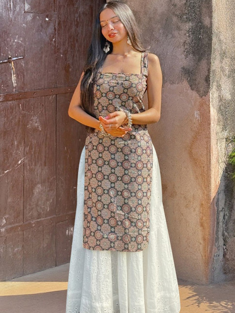 SZN Print Ethnic Longline Top