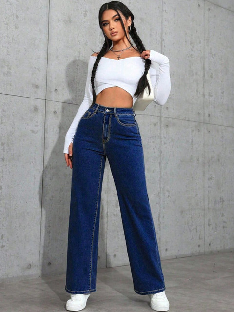 Hayler Women Jean Wide Leg High-Rise Stretchable Cotton Jeans - Image 6