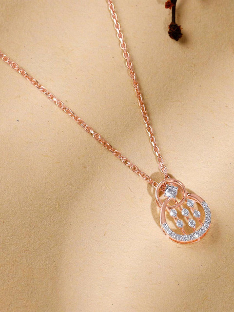 GIVA Women Rose Gold Glory Cluster Lab Grown Diamond Pendant