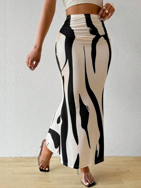 JINJIN FASHION Women Printed High-Waist Maxi-Length Pencil Skirts