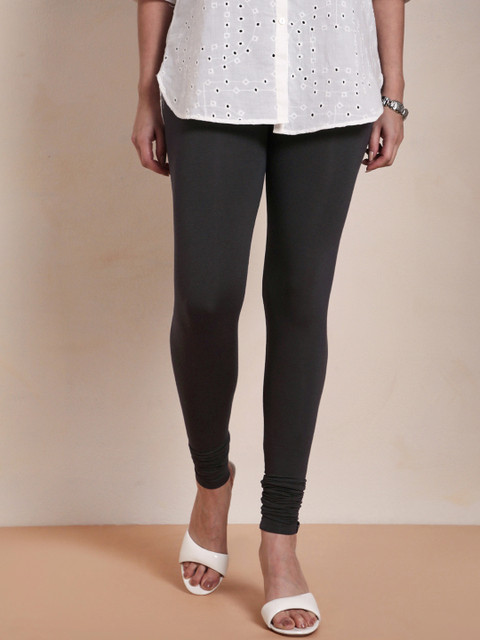 TWIN BIRDS Women Charcoal Grey Solid Churidar-Length Leggings
