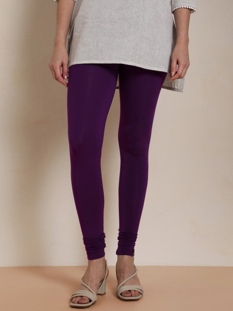 TWIN BIRDS Women Purple Solid Churidar-Length Leggings