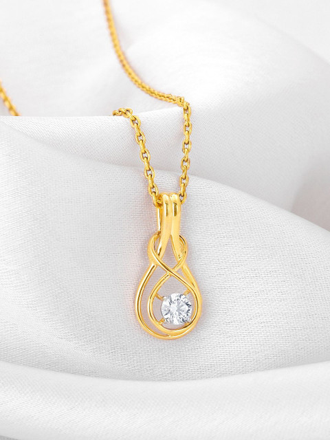 GIVA 14K Yellow Gold Endless Adoration Diamond Pendant-1.25 gm