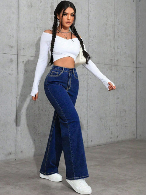 Hayler Women Jean Wide Leg High-Rise Stretchable Cotton Jeans - Image 5