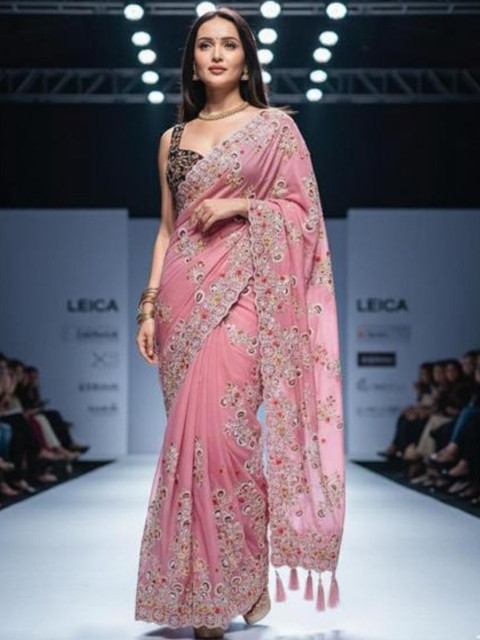 ROFOLO Woven Design Art Silk Heavy Work Saree