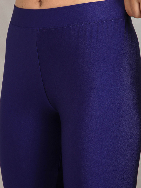 TWIN BIRDS Women Nylon Solid Blue Shimmer Leggings - Image 6