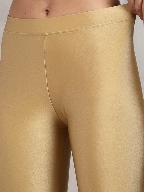 TWIN BIRDS Women Nylon Solid Gold Shimmer Legging - Image 6
