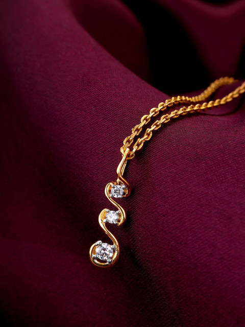 GIVA Women 14KT Yellow Gold Gossamer Glow Diamond Pendant