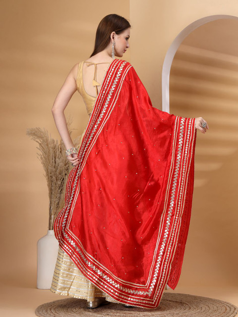 Clora Creation Floral Embroidered Gotta Patti Dupatta - Image 5