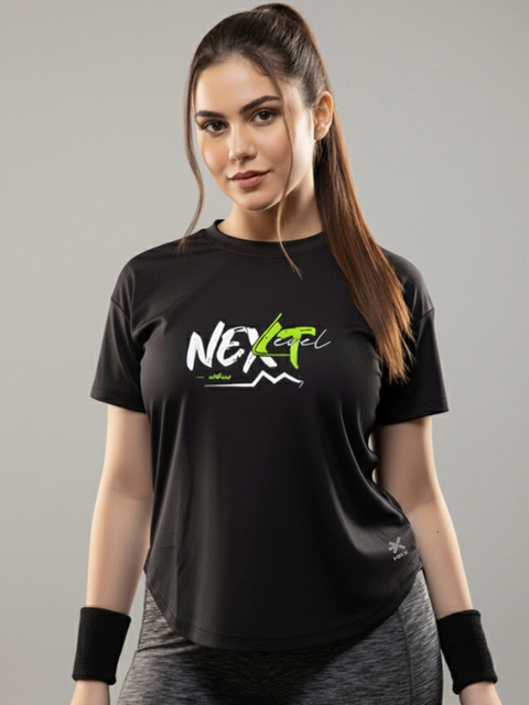 HRX by Hrithik Roshan Women Typography Printed Round Neck T-shirt