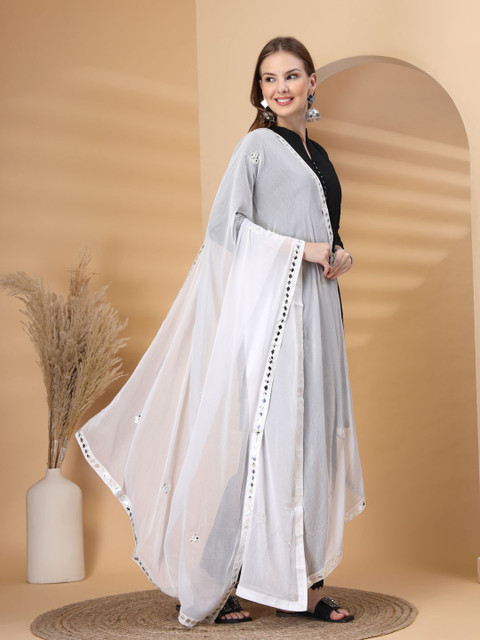 Clora Creation Mirror Work Chiffon Dupatta - Image 3