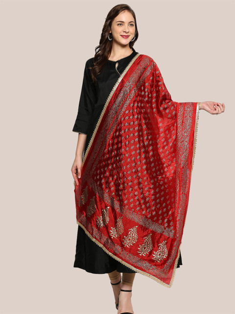 Dupatta Bazaar Floral Printed Gotta Patti Dupatta