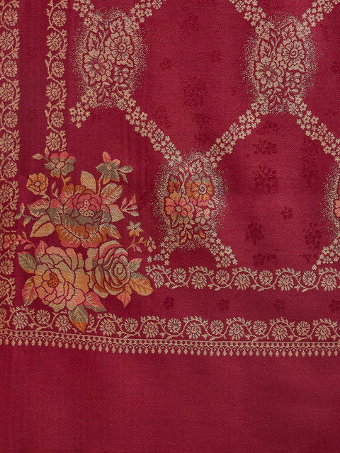 Sangria Ethnic Motifs Woven Design Winter Pashmina Unstitched Dress Material - Image 3