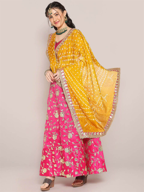 Dupatta Bazaar Bandhani Printed Dupatta With Gotta Patti