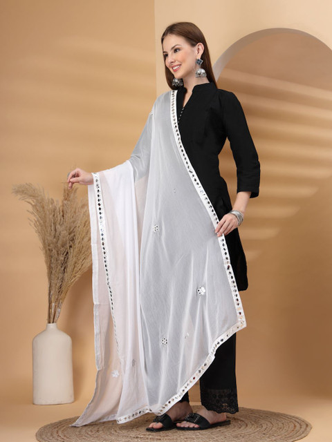 Clora Creation Mirror Work Chiffon Dupatta - Image 4
