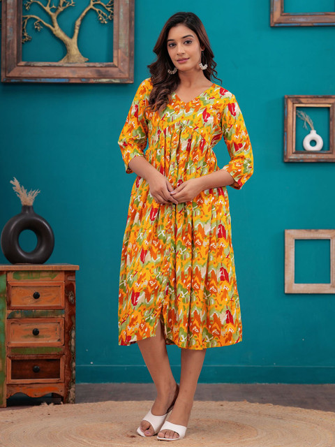 INAVISH Print A-Line Midi Dress - Image 5