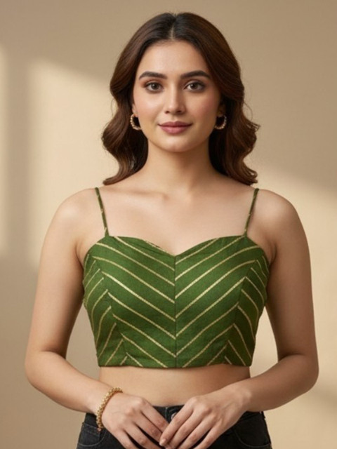 RAGHUVEER CREATION Women Stiped Woven Design Cotton Saree Blouse