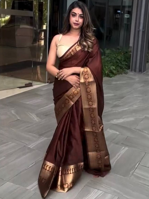 YAMUNE Woven Design Zari Art Silk Handloom Banarasi Saree