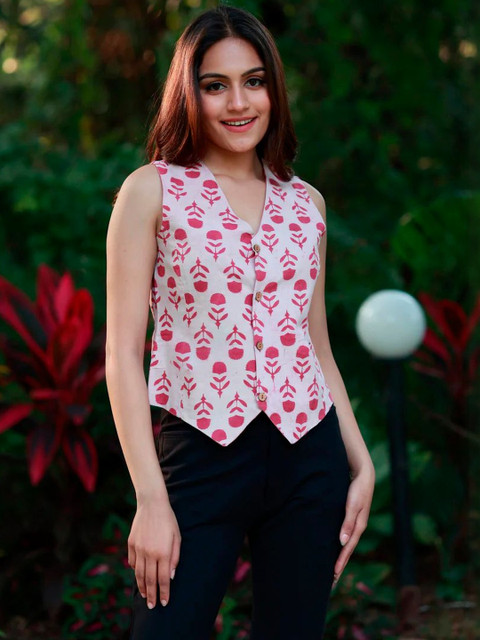 LIPS CROWN Floral Print Top