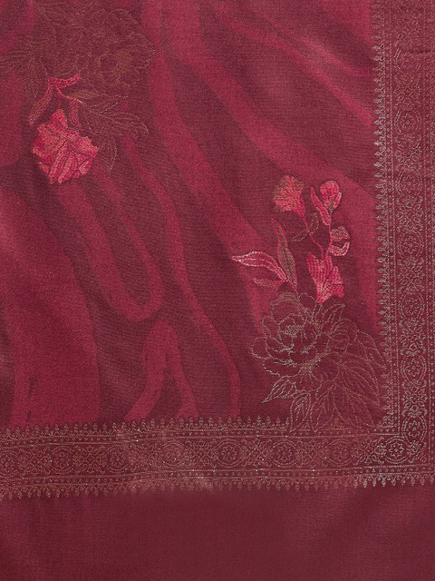 Sangria Ethnic Motifs Woven Design Winter Pashmina Unstitched Dress Material - Image 3