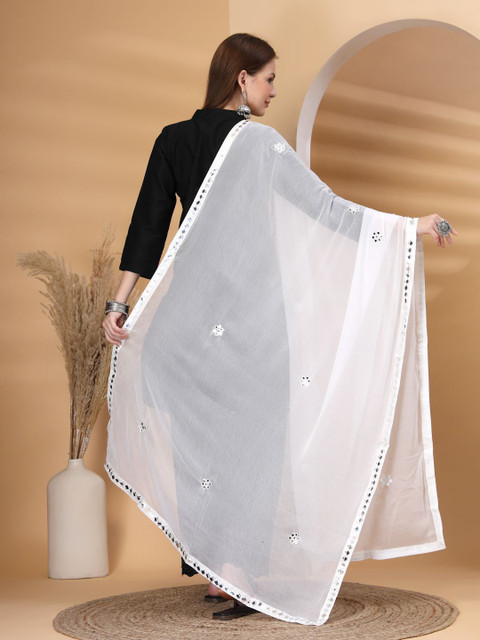 Clora Creation Mirror Work Chiffon Dupatta - Image 5