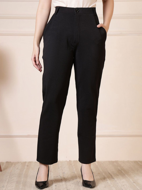 All About You Formals Women Slim Fit High-Rise Wrinkle Free Trousers