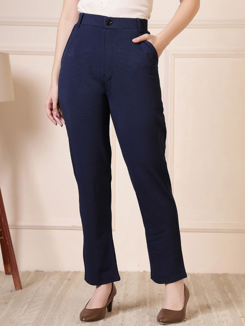 All About You Formals Women Slim Fit High-Rise Wrinkle Free Trousers