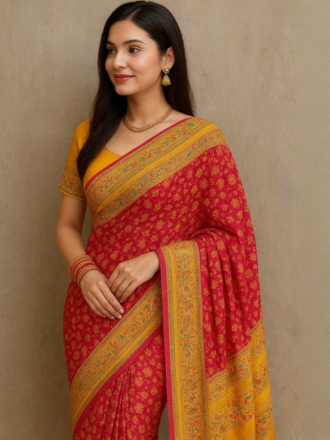 ROFOLO Floral Mirror Work Pashmina Handloom Patola Saree