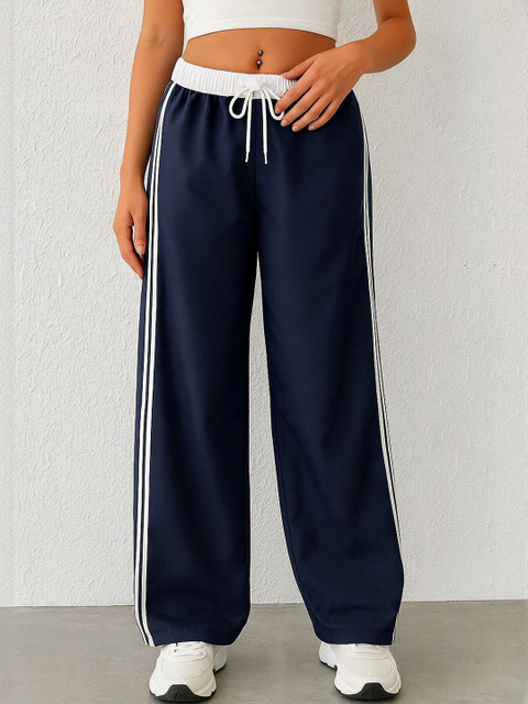 SAKHWALA Women Wide Leg Track Pants