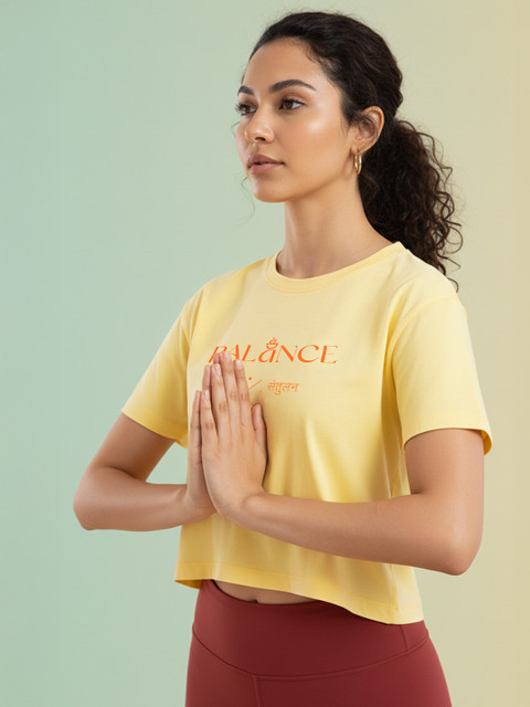 HRX by Hrithik Roshan Printed Pure Cotton Boxy Yoga T-shirt