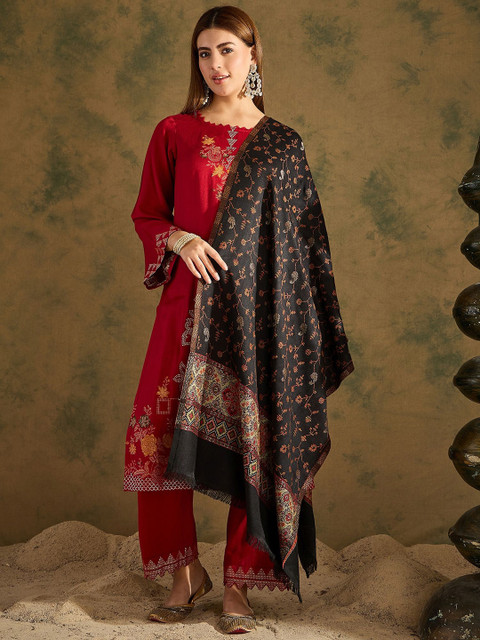 SAHASIKA Floral woven design Pashmina Woolen Shawl