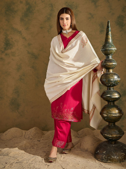 SAHASIKA Ethnic Motifs Woven Design Pashmina Woolen Shawl