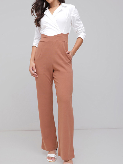 glitchez Lapel Collar Basic Jumpsuit