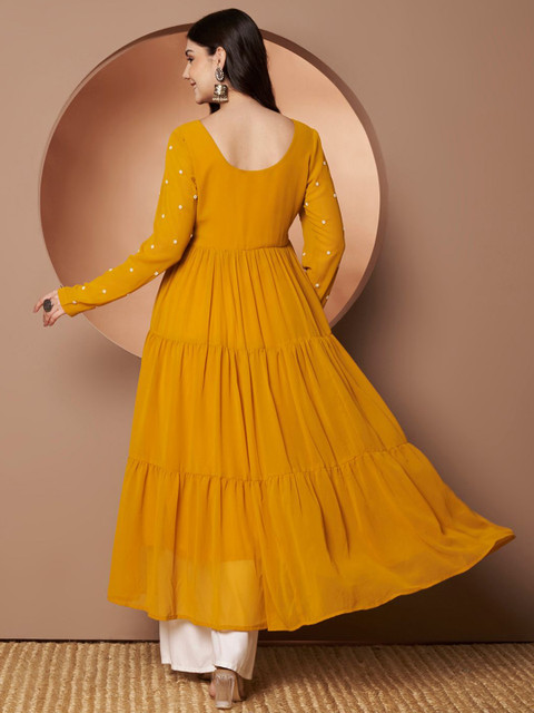 Poshak Hub Round Neck Beads And Stones Pure Georgette Anarkali Kurta - Image 5