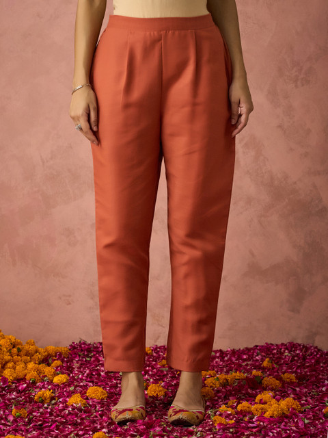 KALINI Ethnic Motifs Yoke Design Sequinned Kurta with Trousers & Dupatta - Image 7