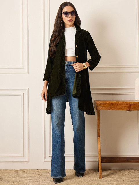 InWeave Velvet Longline Button Shrug