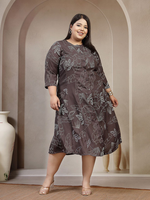 plusS Floral Print A-Line Dress